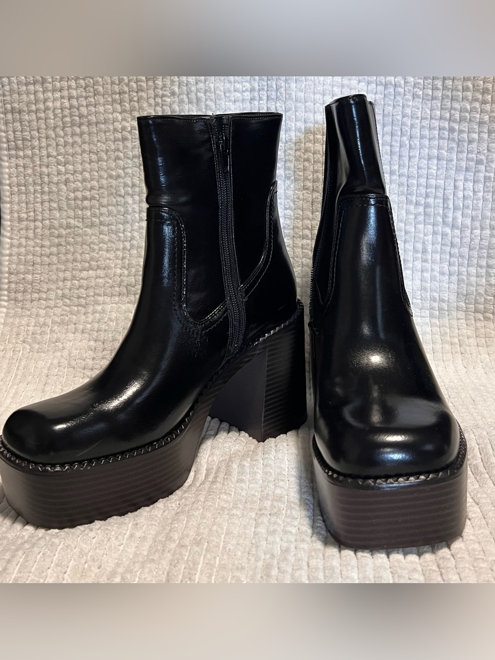 Women’s Black Platform Chunky Heel Ankle Boots
